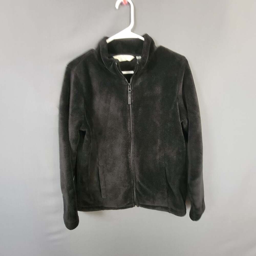 Great Northwest Black Plush Fleece Zip Jacket with Pockets Medium